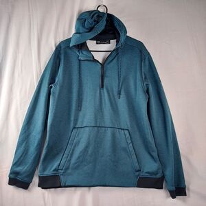 Under Armour ColdGear Hoodie Men’s LG Blue Fitted 1/4-Zip Sweatshirt Pullover
